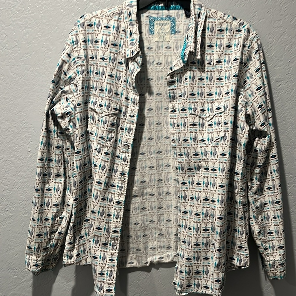 Panhandle Women's White Patterned Button-Up Shirt - image 4